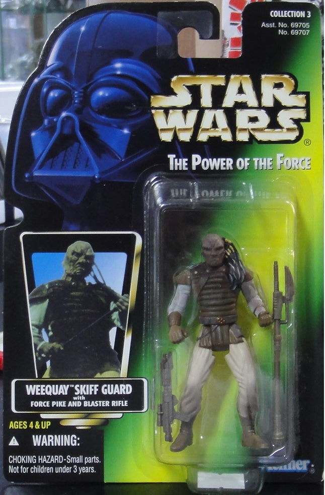 KENNER STAR WARS POWER OF THE FORCE WEEQUAY SKIFF GUARD WITH FORCE PIKE AND BLASTER RIFLE 69707