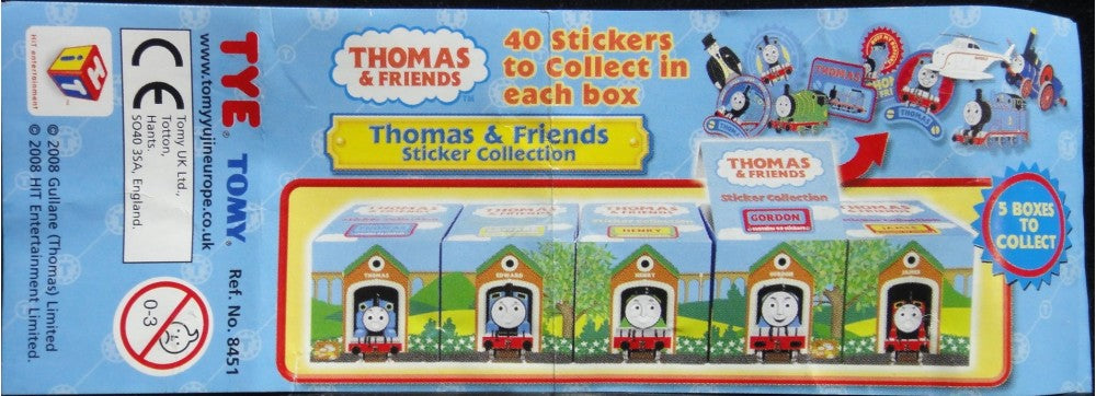 TOMY YUJIN EUROPE TYE HIT ENTERTAINMENT Thomas & Friends Sticker Collection THOMAS EDWARD HENRY GORDON JAMES