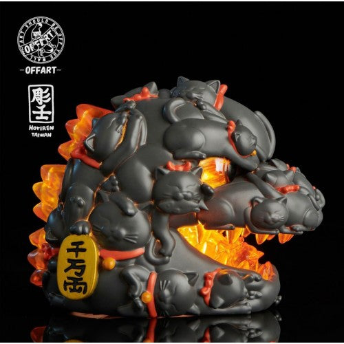 OFFART X Horiren Red Flame Hundred Cats Mini Bust Fortune Black