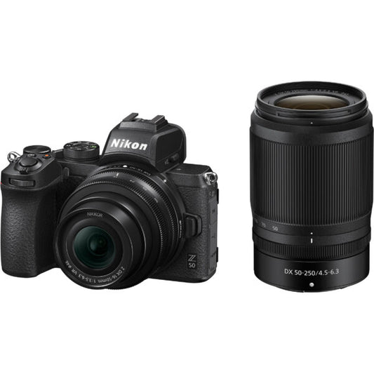 Nikon Z 50 camera with NIKKOR Z DX 16-50mm f/3.5-6.3 VR and NIKKOR Z DX 50-250mm f/4.5-6.3 VR lens set