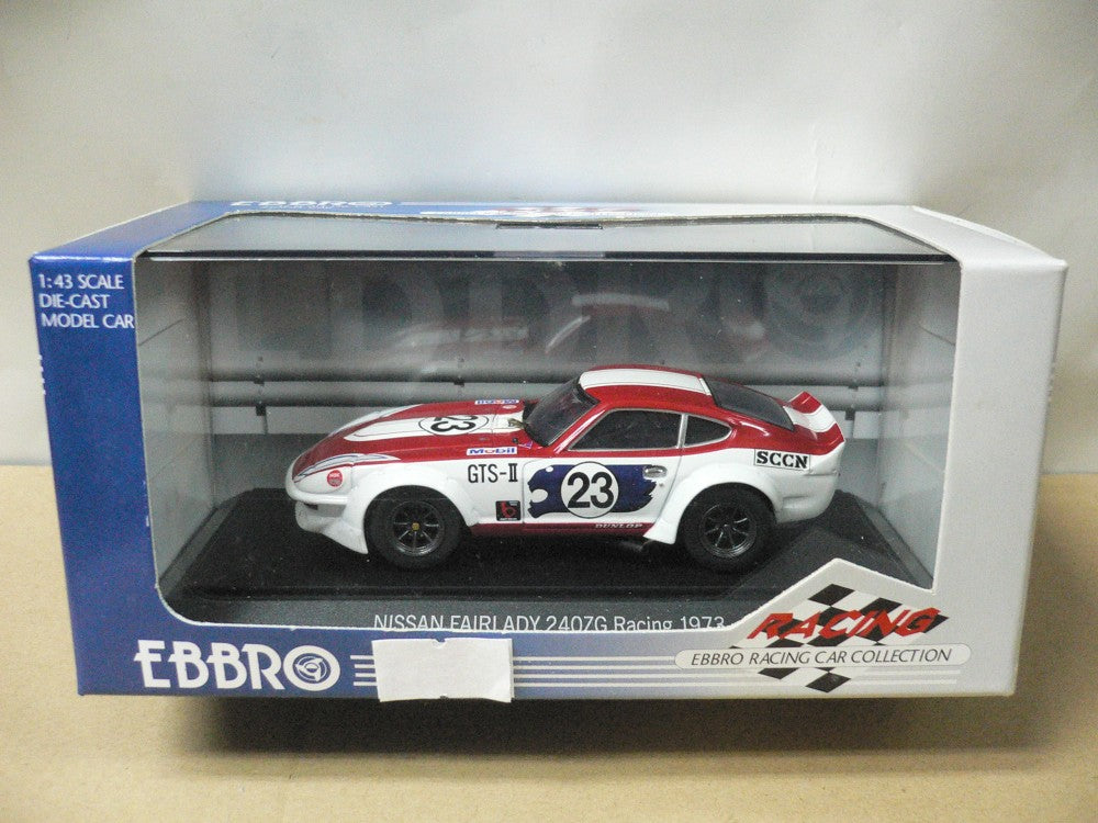 EBBRO 1/43 NISSAN FAIRLADY 240 ZG HS30 RACING 1973 WHITE RED #23