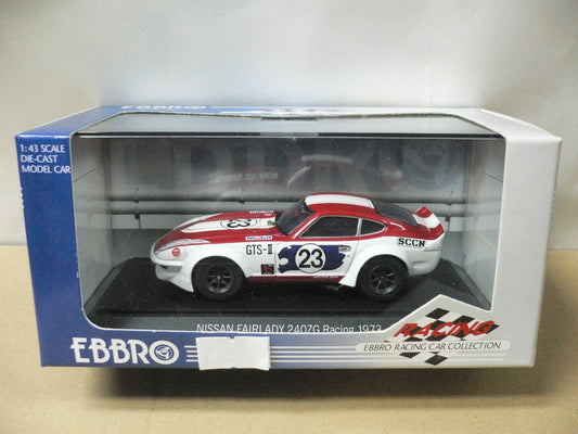 EBBRO 1/43 NISSAN FAIRLADY 240 ZG HS30 RACING 1973 WHITE RED #23