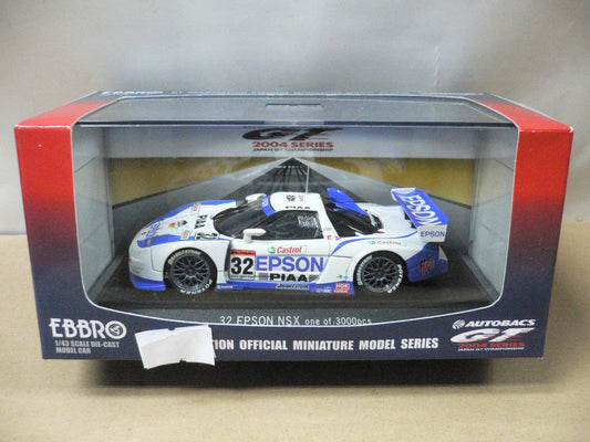 EBBRO 1/43 HONDA EPSON NSX JGTC 2004 WHITE BLUE #32