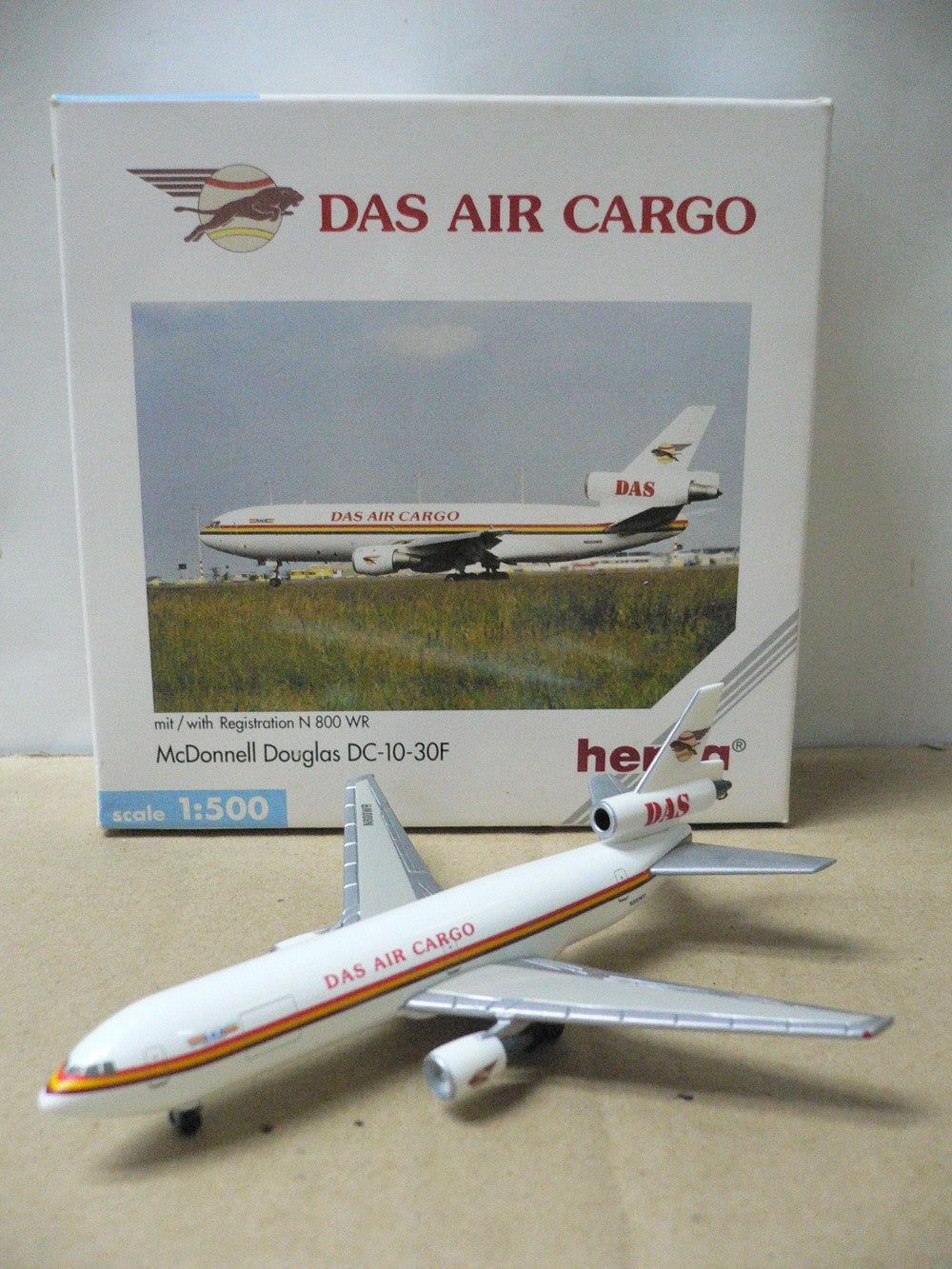 HERPA WINGS 1/500 DAS AIR CARGO MCDONNELL DOUGLAS DC-10-30F N800WR