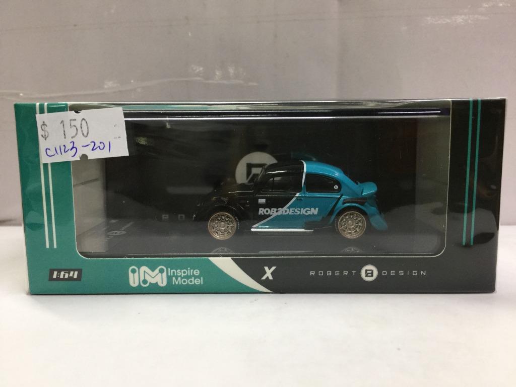 INSPIRE MODEL X ROBERT DESIGN 1/64 RWB Beetle two tone Blue with black body Diecast