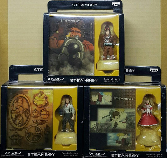 BANPRESTO 42249 SUNRISE AN ADVENTURE STORY OF STEAMBOY JAMES RAY STEAM SCARLETT O'HARA-ST. JONES PANEL & FIGURE SET
