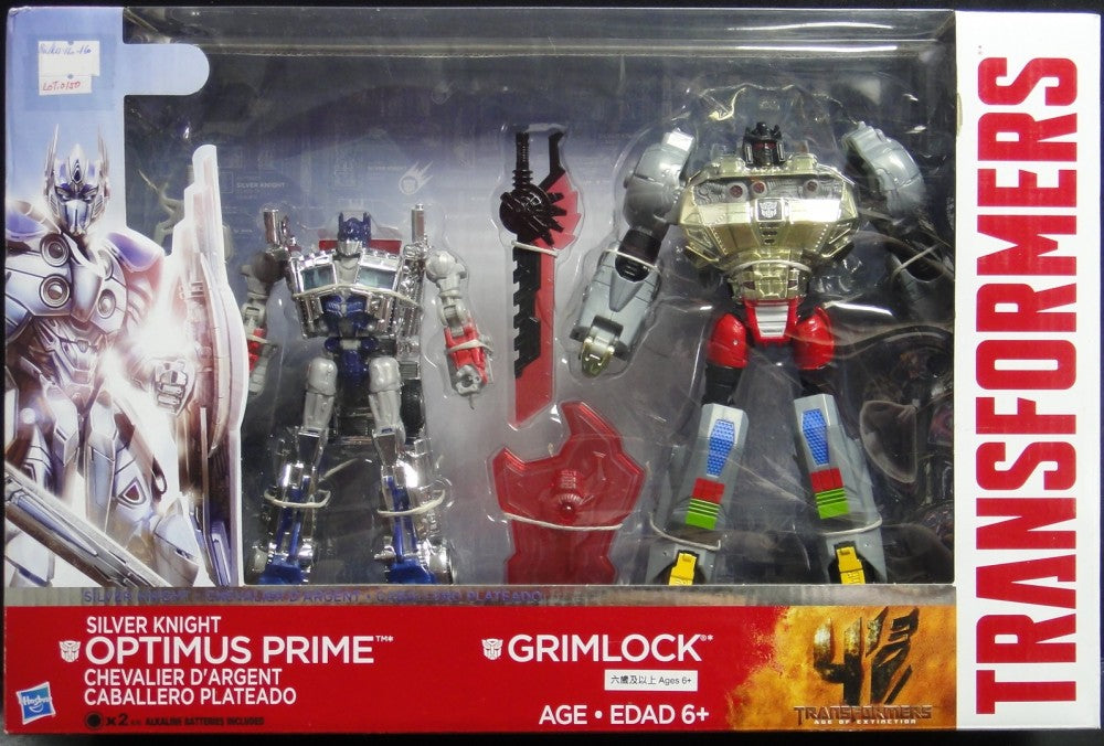 HASBRO TRANSFORMERS MOVIE 4 AGE OF EXTINCTION SILVER KNIGHT OPTIMUS PRIME GRIMLOCK 96633