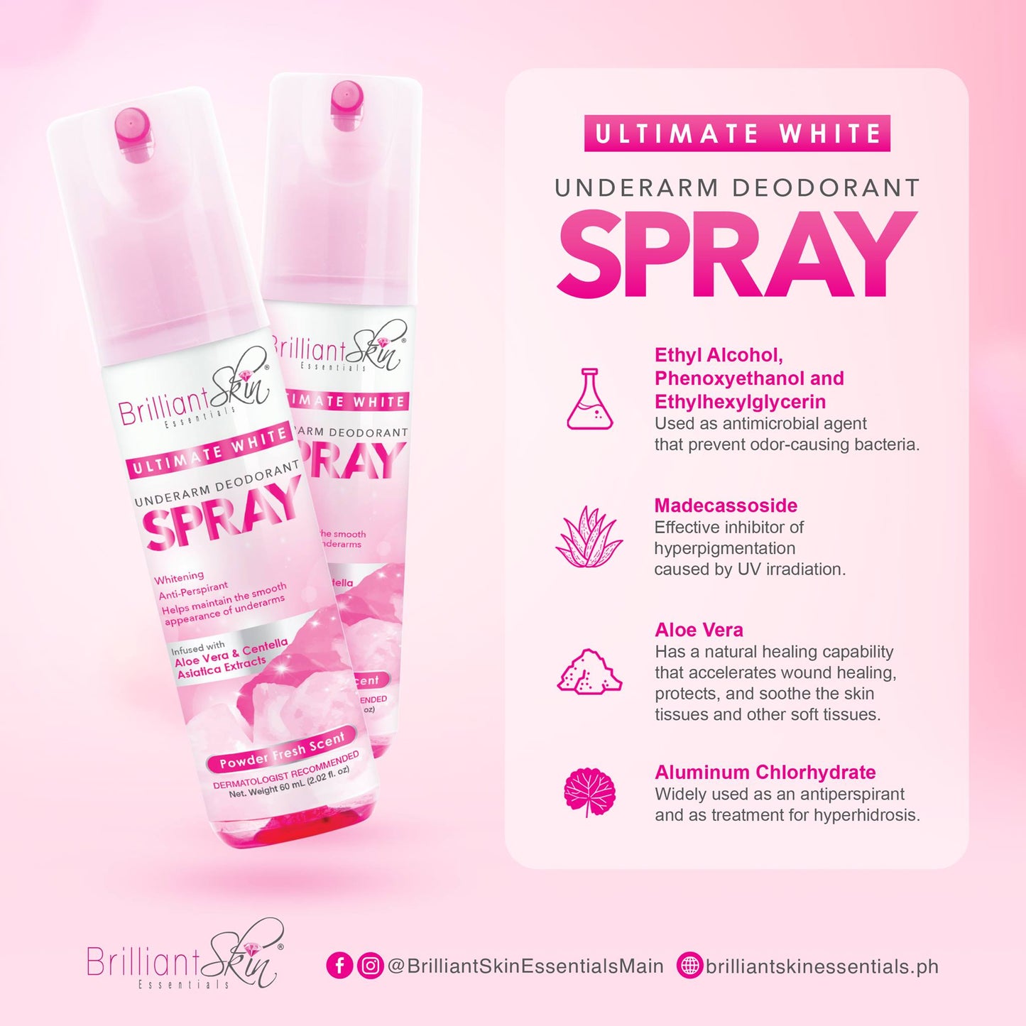 Brilliant Skin Ultimate White Underarm Deodorant Spray