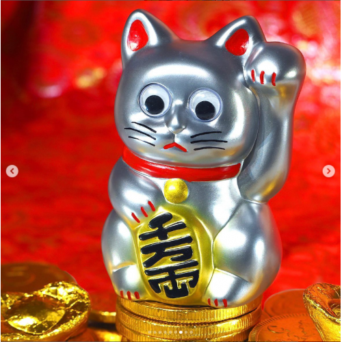 LEEEEEE CLASSIC MASCOT - Silver Maneki Neko