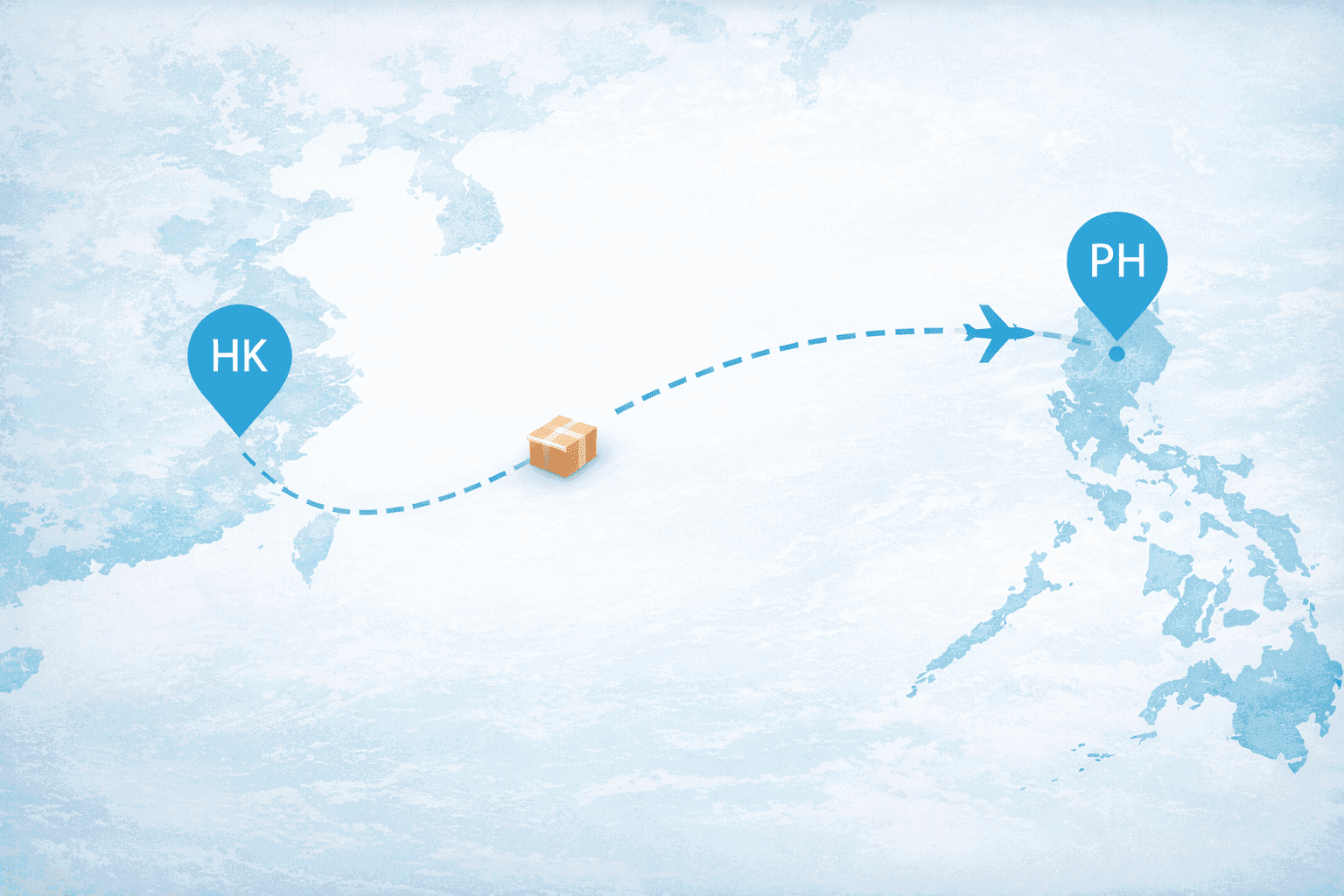 Shipping route from Hong Kong to the Philippines
