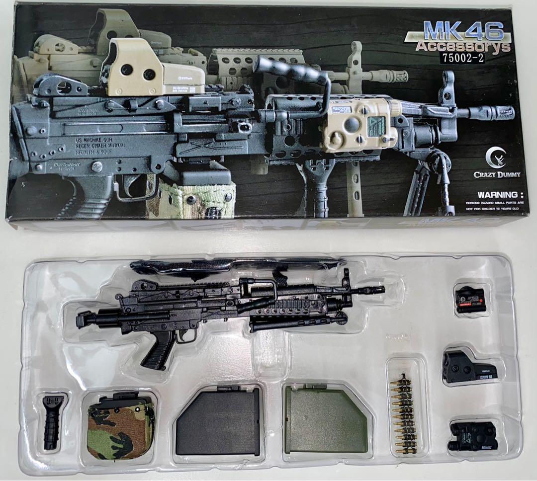 TOY 13CM Length CRAZY DUMMY MK46 ACCESSORY 75002-2 MOD-1 PARA STOCK BLACK 1/6 RIFLE GUN NEW OPENED