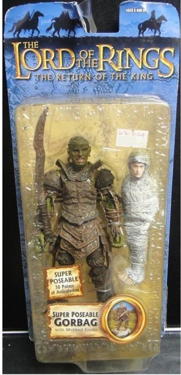 TOY BIZ 81524 THE LORD OF THE RINGS THE RETURN OF THE KING SUPER POSEABLE GORBAG WITH WEBBED FRODO  1114079444