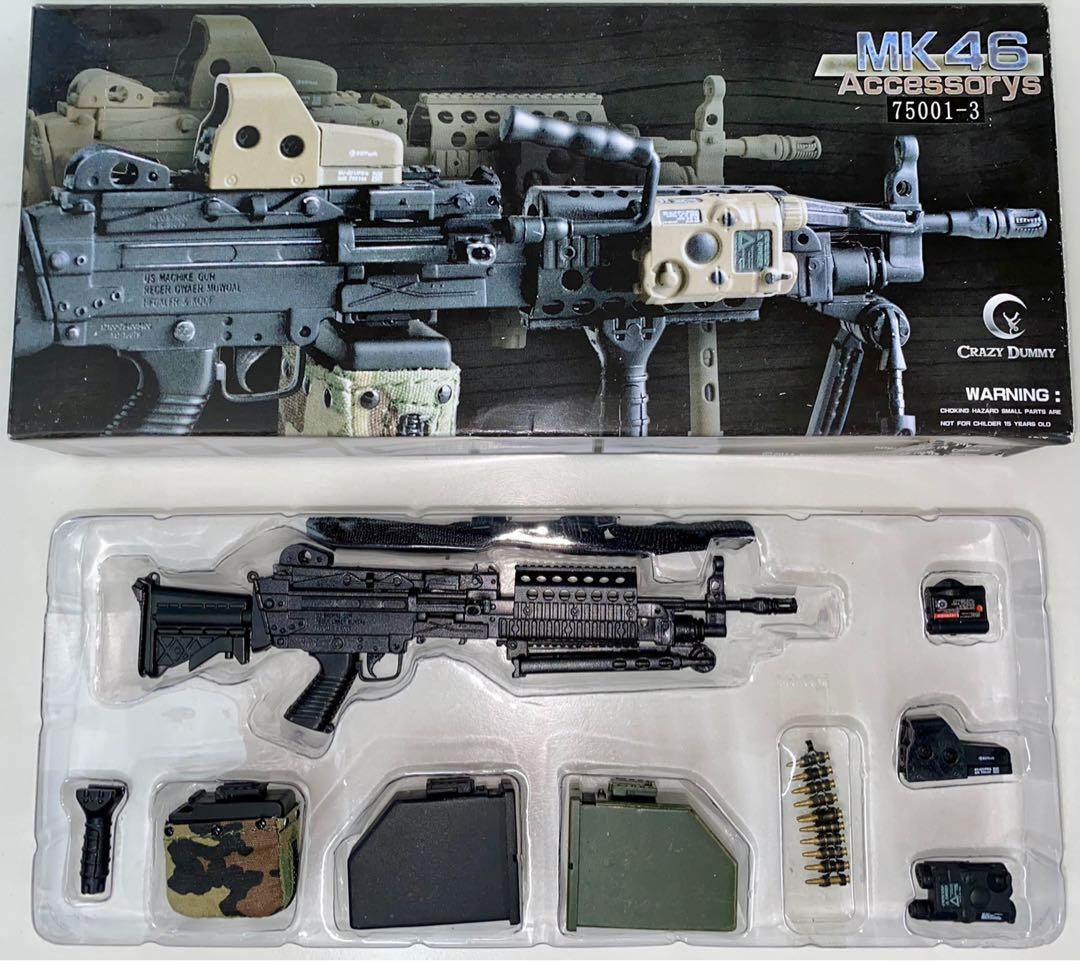 13.5CM Length CRAZY DUMMY MK46 ACCESSORY 75001-3 MOD-0 GEN2 PARA STOCK BLACK 1/6 RIFLE GUN NEW OPENED