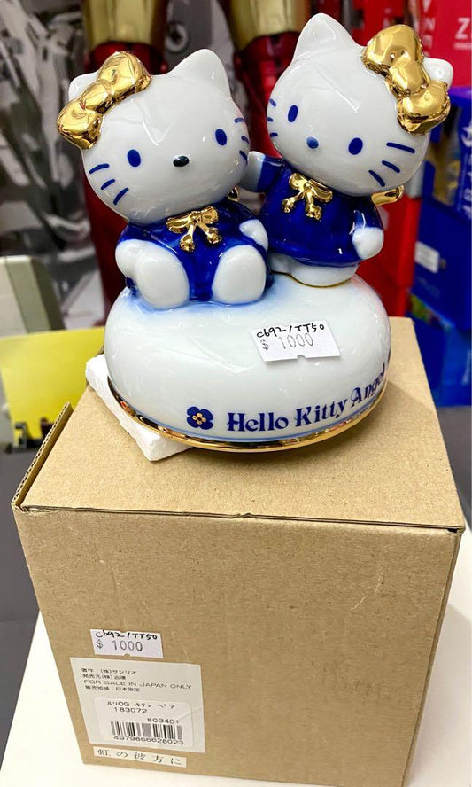 C692/TT50 SANRIO HELLO KITTY ANGEL PORCELAIN WINDUP MUSIC BOX Wind-up ceramic music box