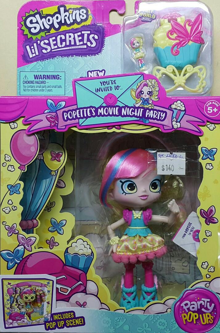 MOOSE 57262 Little Secrets Masquerade Cute Movie Night Party Set SHOPKINS LIL' SECRETS PARTY POP UPS POPETTE'S MOVIE NIGHT PARTY SET