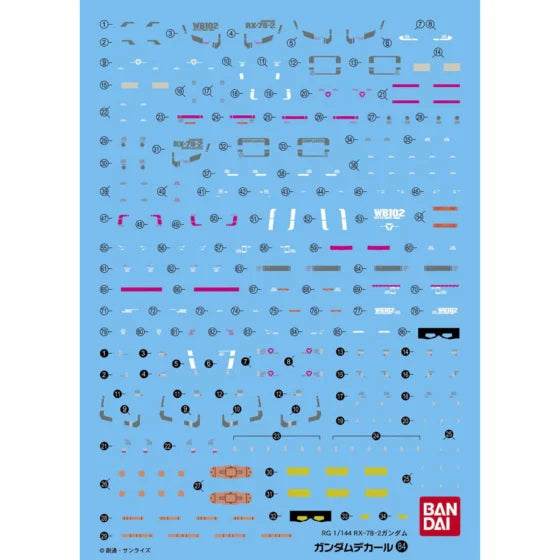 Bandai Gundam Multi-Purpose Water Sticker No.84 RG RX-78-2 Gundam Exclusive