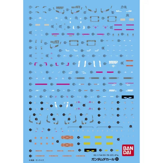Bandai Gundam Multi-Purpose Water Sticker No.84 RG RX-78-2 Gundam Exclusive