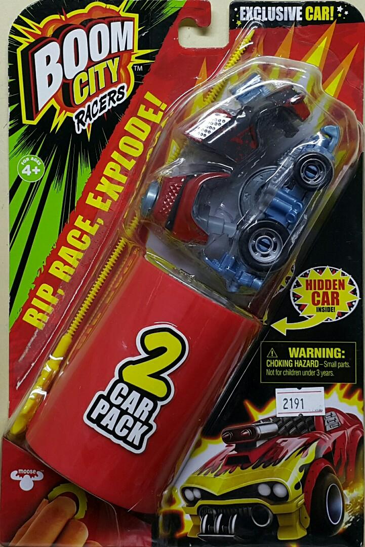 MOOSE 40057 BOOM CITY RACERS 2 CAR PACK BOOM YAH + 1 MYSTERY CAR SET