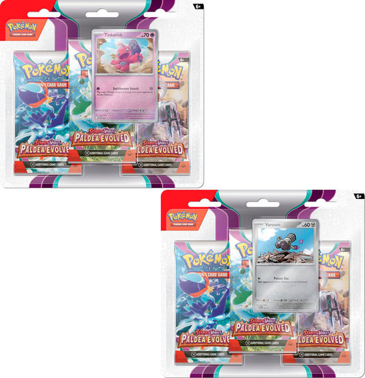 Pokemon TCG US Version SV2 Paldea Evolved 3 Pack Blister Booster Pack