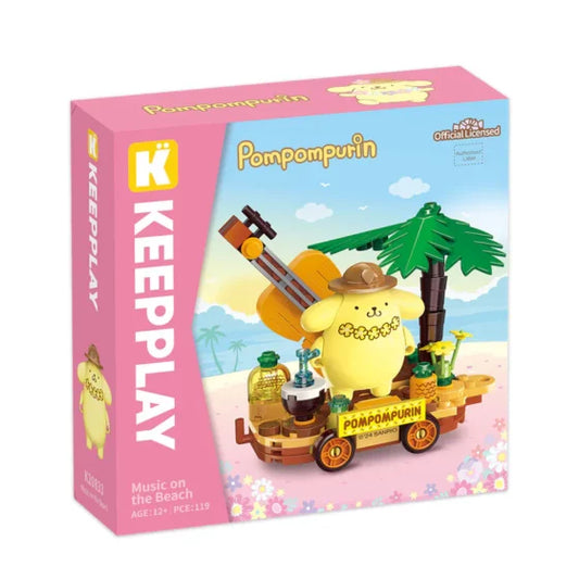Qman Keeppley【Sanrio】Float Parade Building Blocks Pompompurin Beach Show
