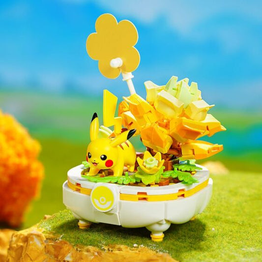 Qman Keeppley【Pokémon】Pikachu potted plant building blocks (flowery style)