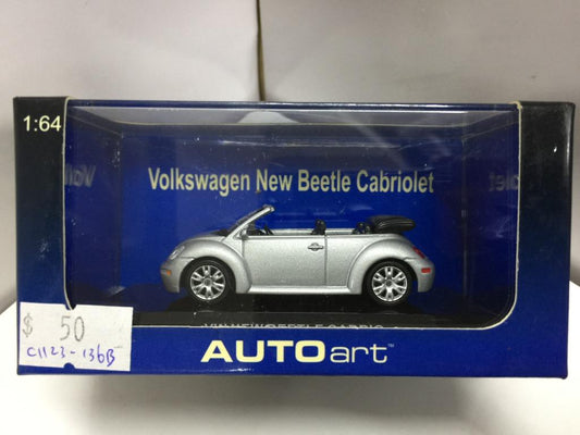 AUTOART 1/64 VW NEW BEETLE CABRIOLET 2002 REFLEX SILVER METALLIC