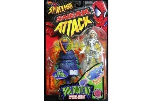 TOY BIZ 47207 SPIDER-MAN BUG BUSTERS SILVER SABLE BEETLE BASHER Marvel Spider-Man