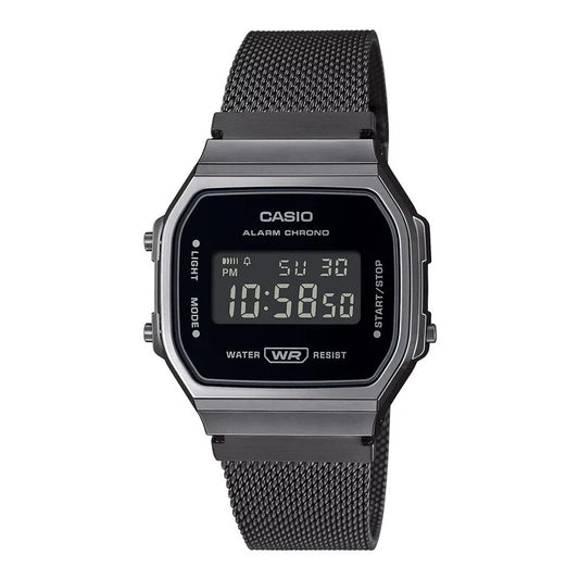 Casio A168WEMB-1B Mesh Gray Digital Vintage Watch