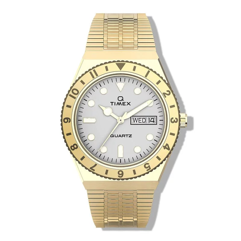 Q Timex Reissue 36mm Ladies Gold Bracelet Watch TW2U95800