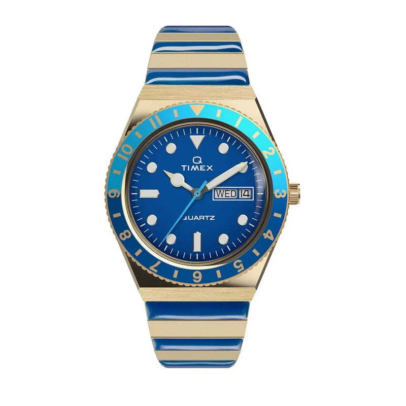 Q Timex Malibu 36mm Stainless Steel Expansion Band Watch TW2V38500