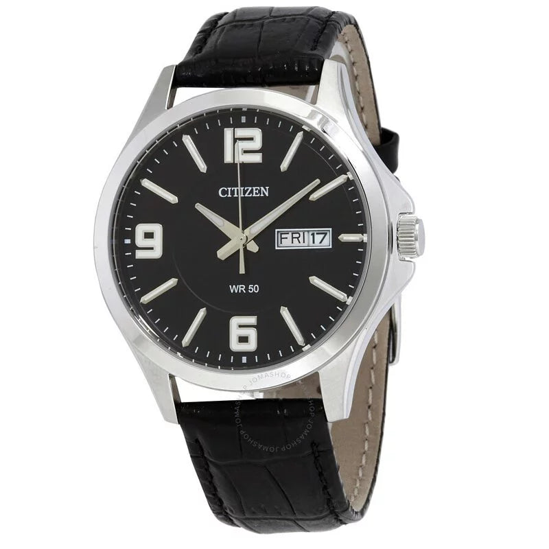 Citizen Men's Black Dial Leather Band Watch BF2007-08E