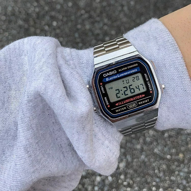Casio A168WA-1 Silver Digital Vintage Watch