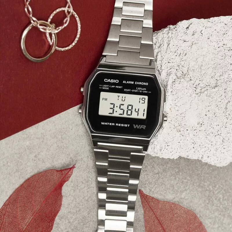 Casio A158WEA-1E Boy Size Silver Digital Vintage Watch