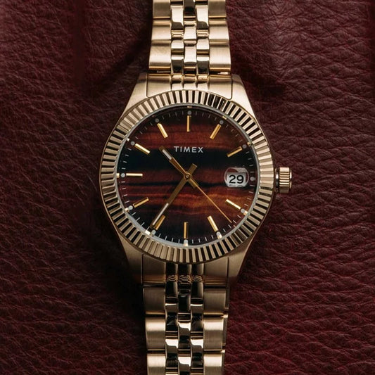 Timex Waterbury 34mm Ladies Gold Bracelet Watch TW2T87100