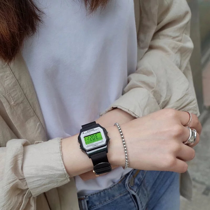 Timex T80 34mm Digital Vintage Watch Black Nato Strap