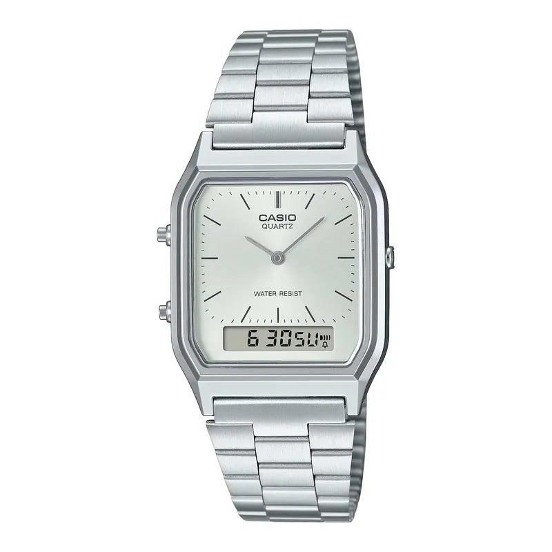 CASIO AQ-230A-7A Silver Dial Dual Time Watch