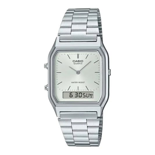 CASIO AQ-230A-7A Silver Dial Dual Time Watch