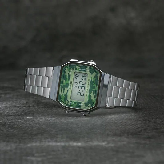 Casio A168WEC-3 Camouflage Digital Vintage Watch