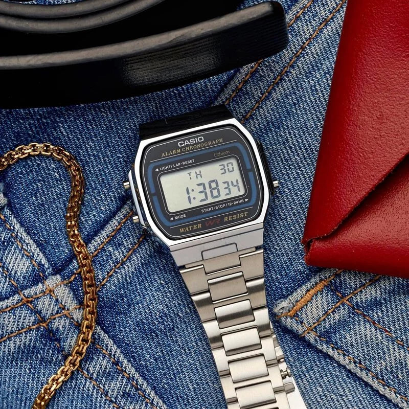 Casio A164WA-1 Boy Size Silver Digital Vintage Watch