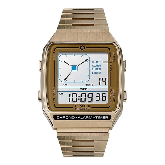 Q Timex Reissue Digital LCA Gold TW2U72500