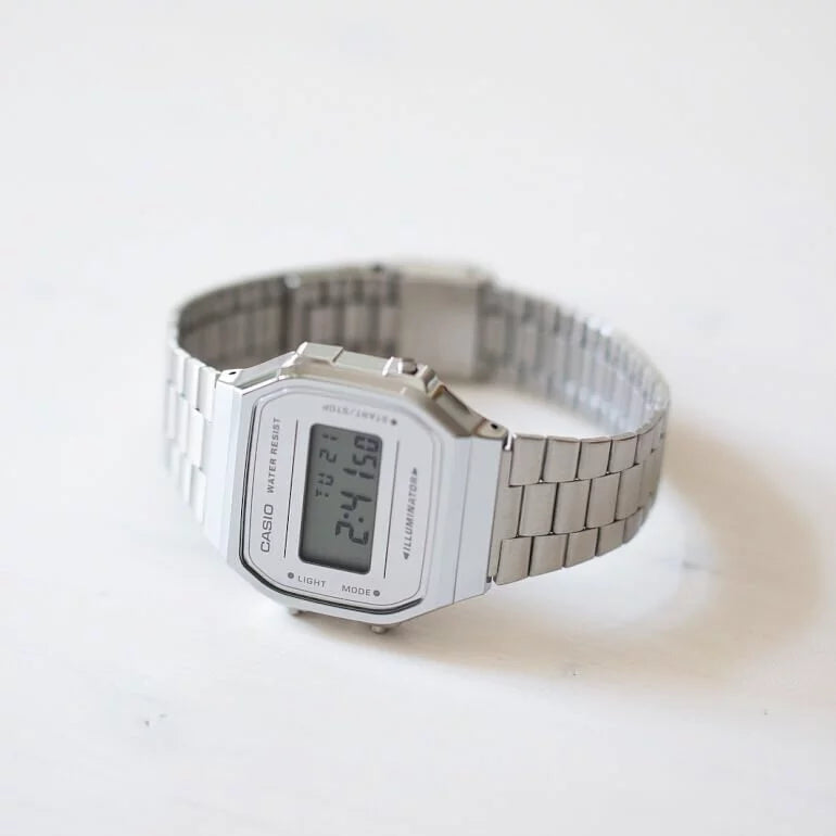 Casio A168WEM-7 Silver  Digital Vintage Watch
