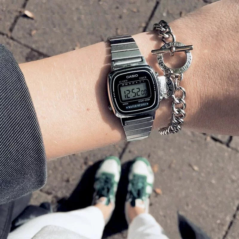 Casio LA670WA-1 Ladies Silver Digital Vintage Watch
