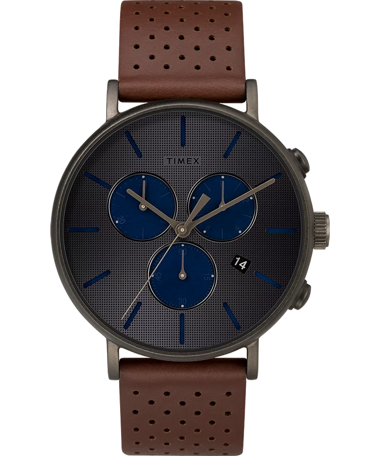 Timex TW2R80000 Fairfield Supernova Chronograph 41mm Leather Strap Watch