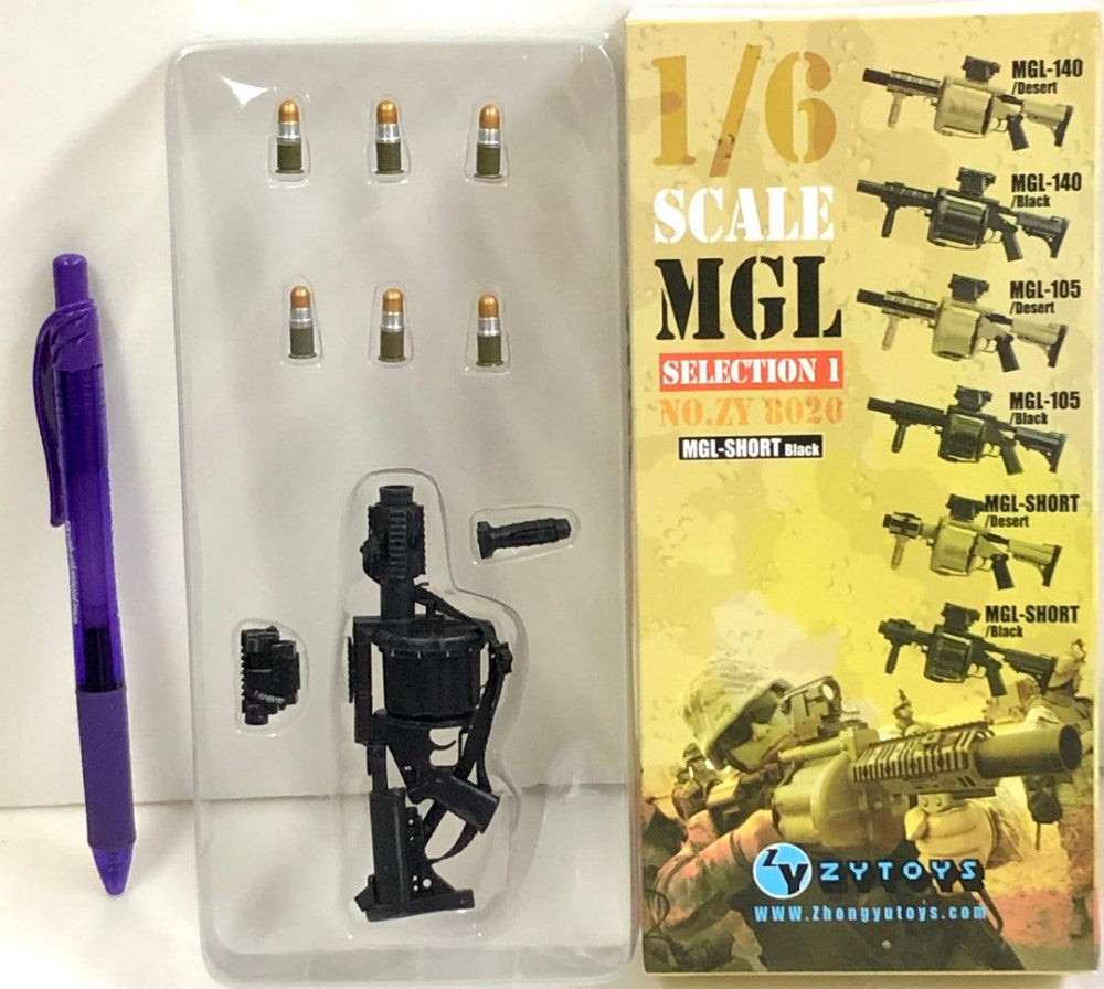 1/6 ZYTOYS MGL SELECTION 1 NO. ZY8020 TOY SHORT GUN MGL-SHORT BLACK 12' Soldier Figure Modern Firearms Weapons