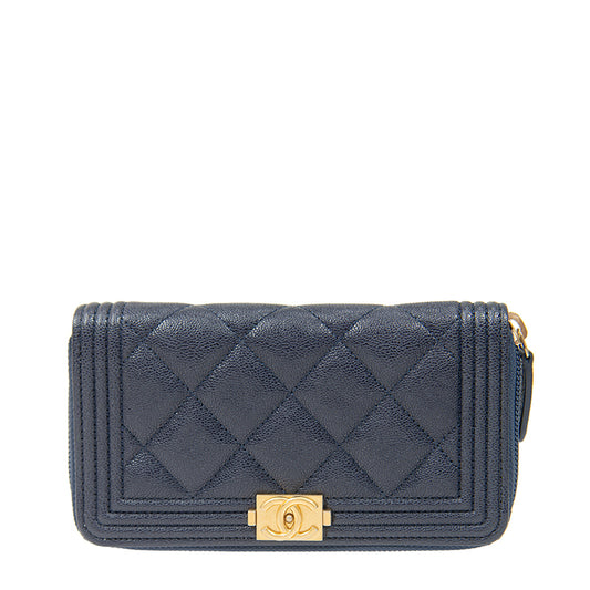 Chanel Short Zipper Wallet A80566CNAVYGP 1486