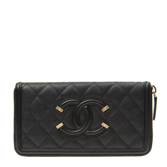 Chanel Long Zipper Wallet A84449CBLKGP 6976