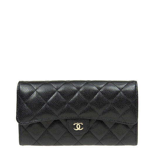 Chanel Long Button Wallet AP0241CBLKGP 9780