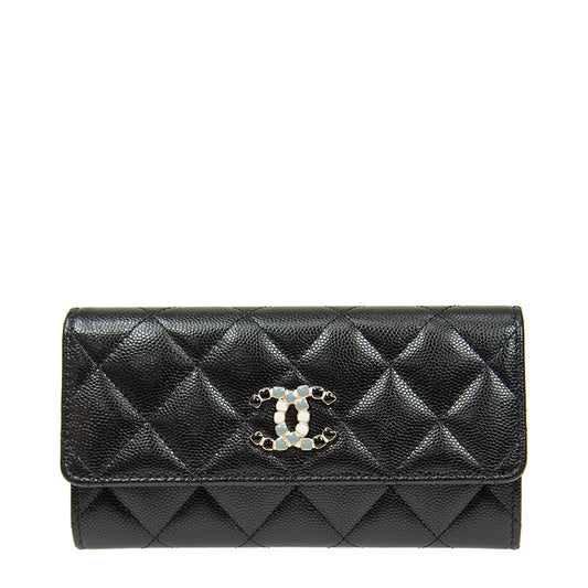 Chanel Long Button Wallet AP2036CBLKGP 1593