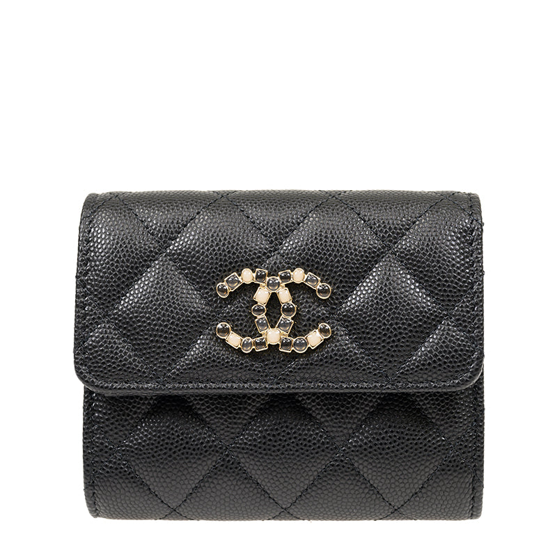 Chanel Short Button Wallet AP3604CBLKGP 1684