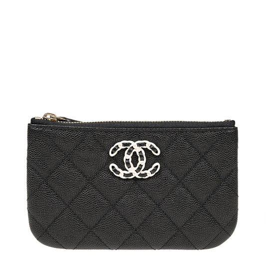 Chanel Short Zipper Wallet AP3720CBLKWHTSS 1379